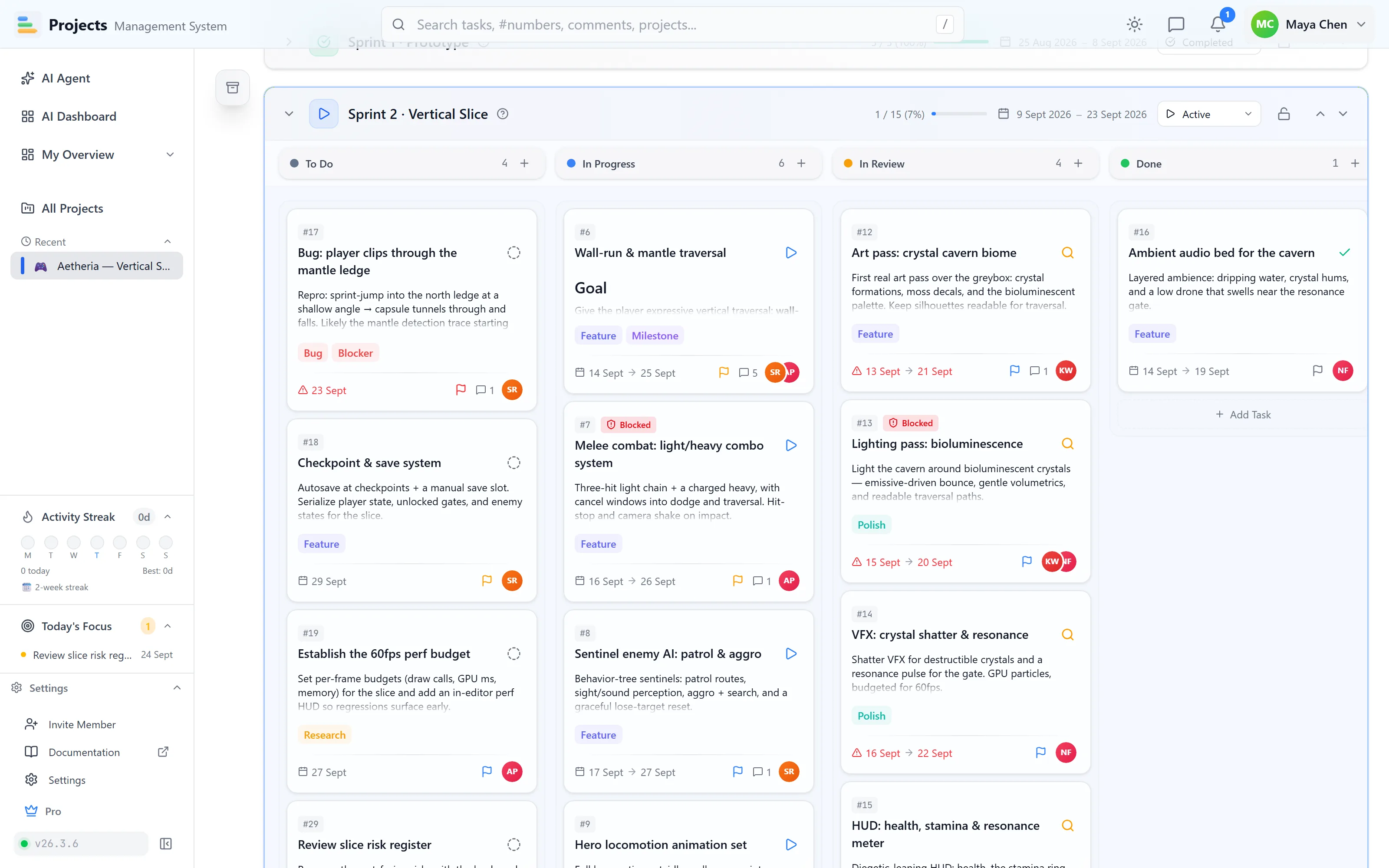 Cyrus 365 Projects — project and task management interface